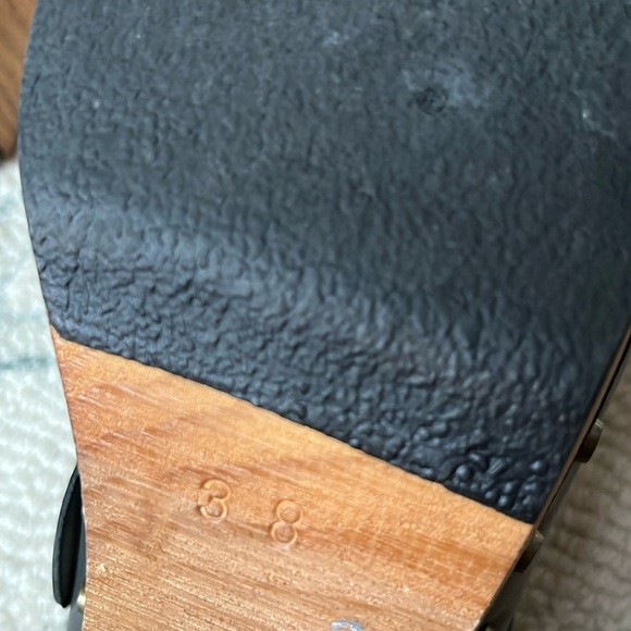 LISA B. Classic High Heel Clog Olive Leather Women’s 38 7 Pine Heel 2 7/8” Studs - Picture 14 of 15